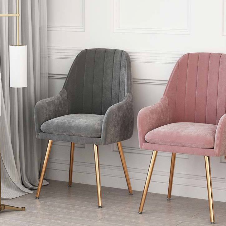 Sillón tapizado de estilo escandinavo, respaldo sólido, silla individual de comedor para el hogar