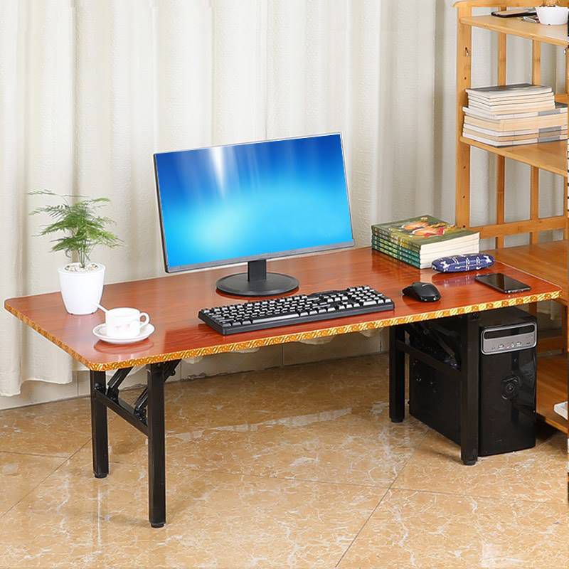 Metal and Wood Table Mid-Century Modern Style Foldable Rectangular Dining Table