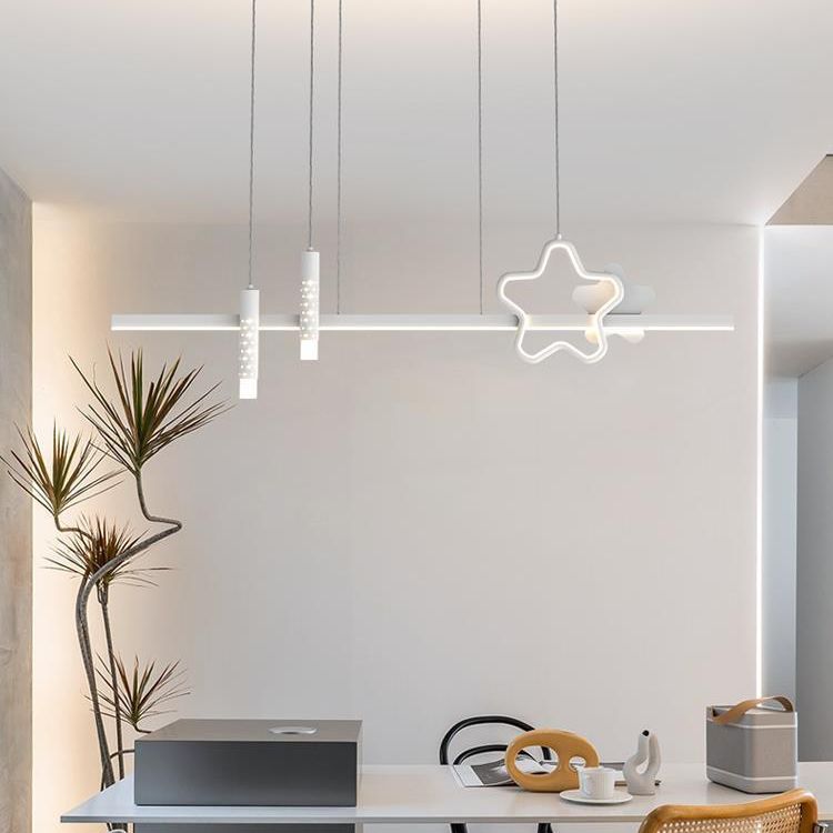 4-Light Modern Black/White Kitchen Island Lighting LED Ceiling Light for Bedroom