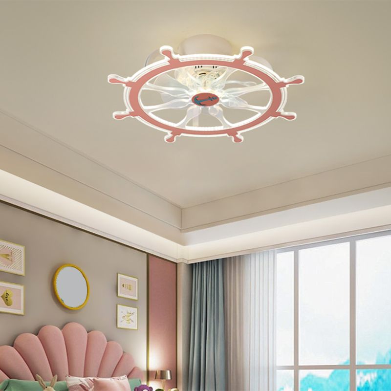 Ventilateur de navigation de voile unique Light Méditerranéen LED à LED Semi Flush For Room pour les enfants