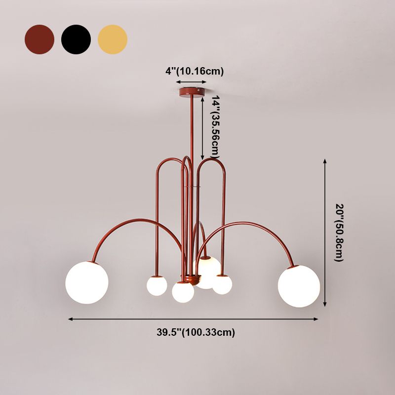 Moderne stijl bolvormige tint tak hangend licht glas multi -light kroonluchter