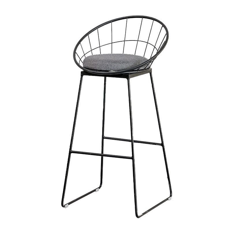 Black Metal Base Dining Stools Contemporary Round Bar Stools with Footrest