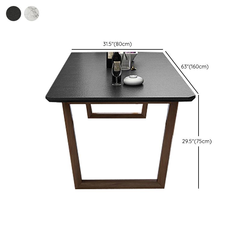 Industrial Stone Kitchen Dinner Table Rectangle Sled Base Dining Table