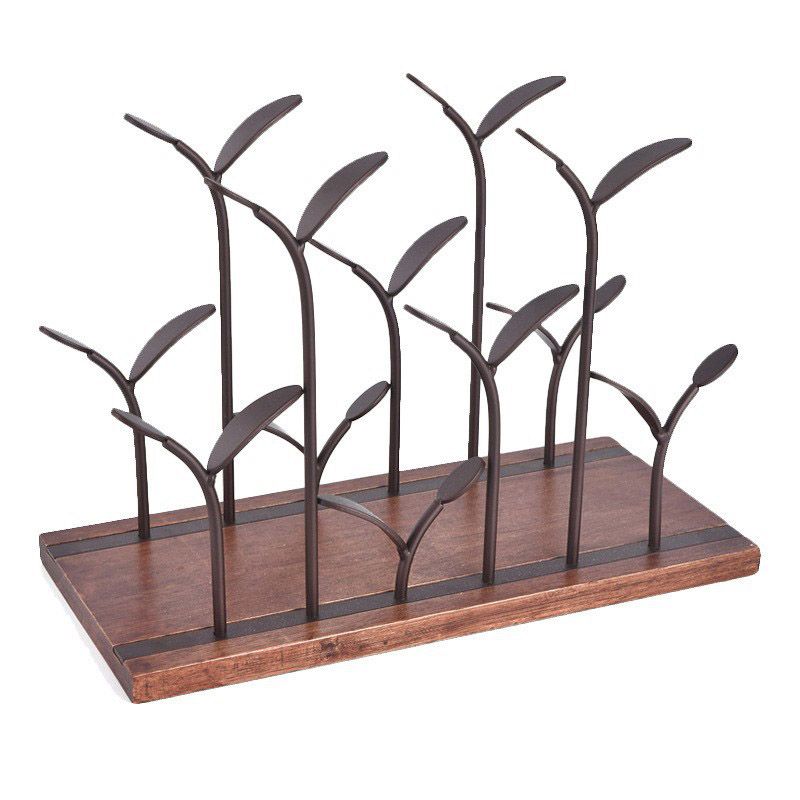 Modern Tabletop Wine Rack Wooden Base Wine Bottle Rack for Kitchen