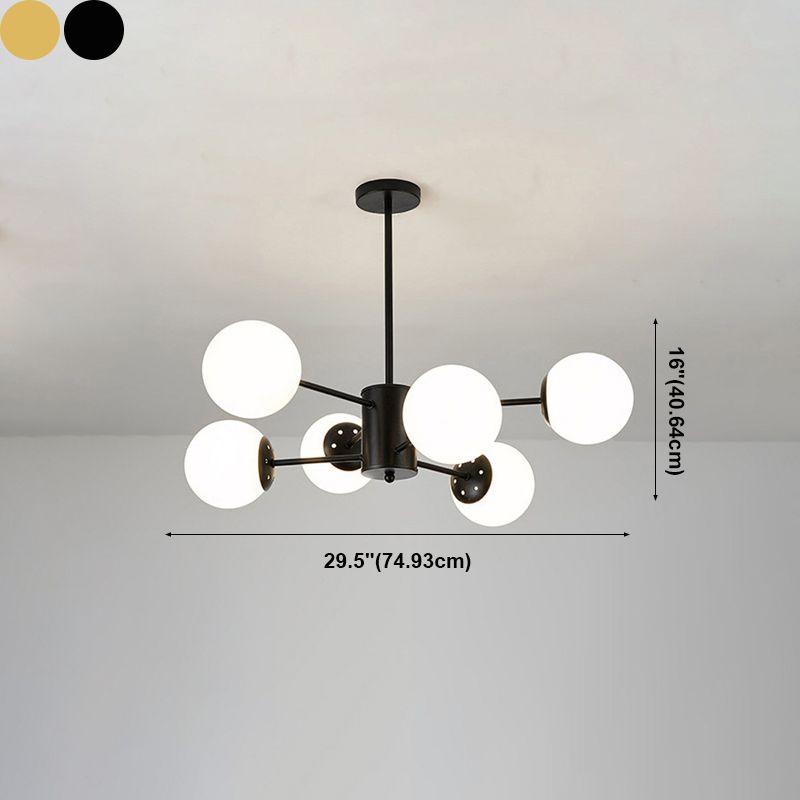 White Glass Modern Pendant Light Sputnik Global Ceiling Light for Living Room