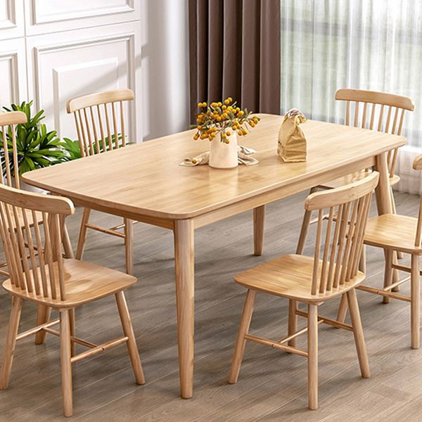 Rectangular Modern Solid Wood Dining Table Natural Finish Dining Furniture with Four-leg