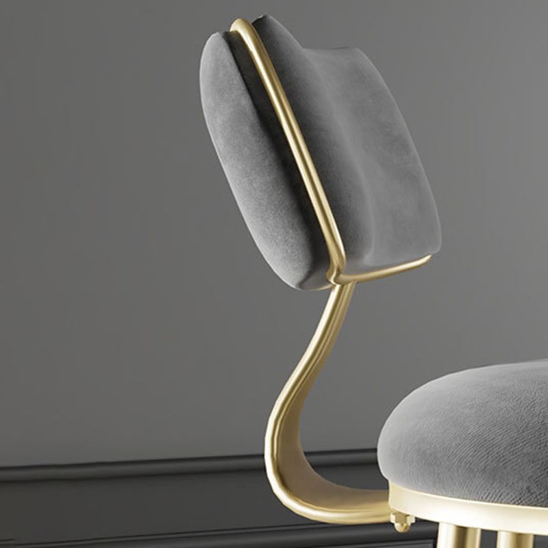 Glam Metal Barstool Fabric Counter Stool in Matte Finish for Indoor