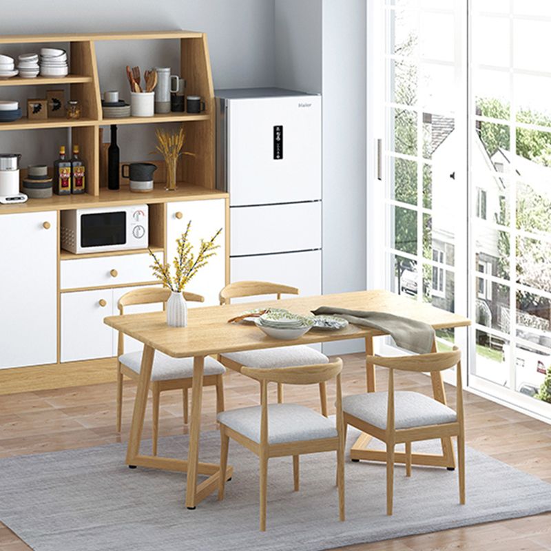 Minimalistische stijl vaste houten bovenkant eettafel set rechthoekige vorm formele keukenset