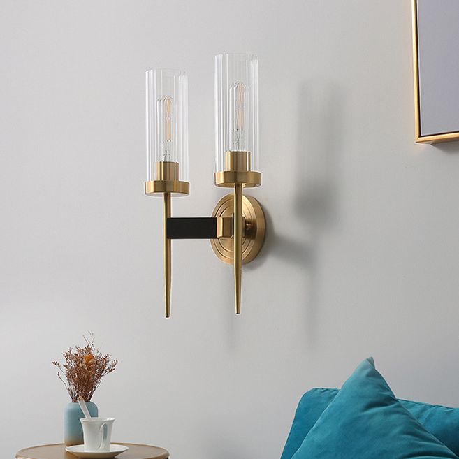 Cylindrical Clear Glass Wall Lighting Fixtures Modern Wall Mounted Light Fixture for Bedroom