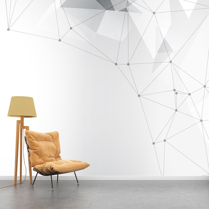 Modern Geometrical Wall Murals Black-White Net Design Wall Decoration for Bedroom