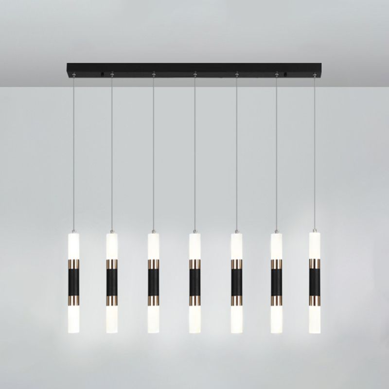 Cylinder Hanging Light Fixture Modern Style Metal LED Black Hanging Ceiling Light
