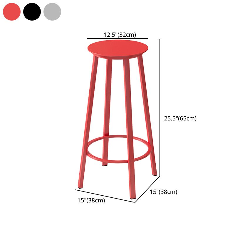 Contemporary Footrest Backless Barstool Matte Finish Iron Stool