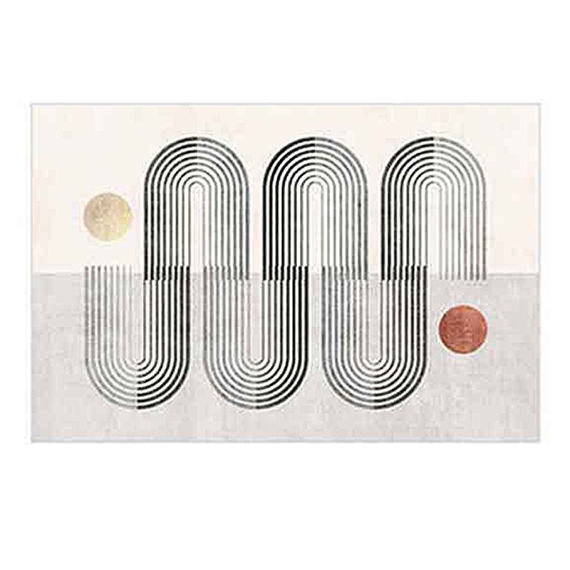 Contemporary Area Rug Contrast Panel Washable Carpet Polyester Stain Resistant Rug for Living Room