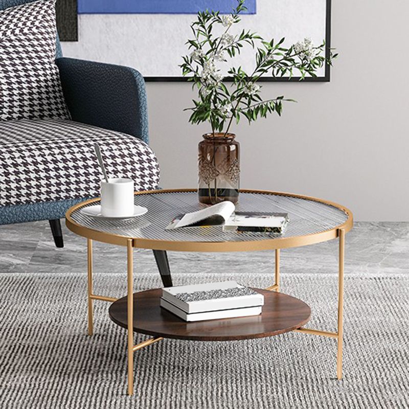 Gold/Black Metal 4 Legs 1 Coffee Table Modern Glass Top Table