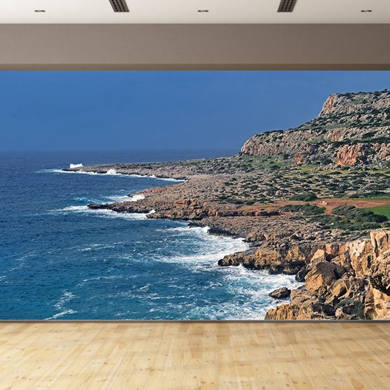 Contemporary Photography Sea Mural for Living Room Mildew Resistant Wall Covering