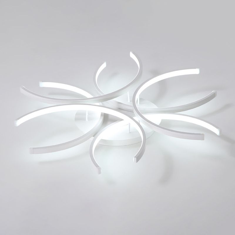 Acrylic White LED Ceiling Light in Modern Concise Style Lacquered Aluminium Linear Semi Flush Mount