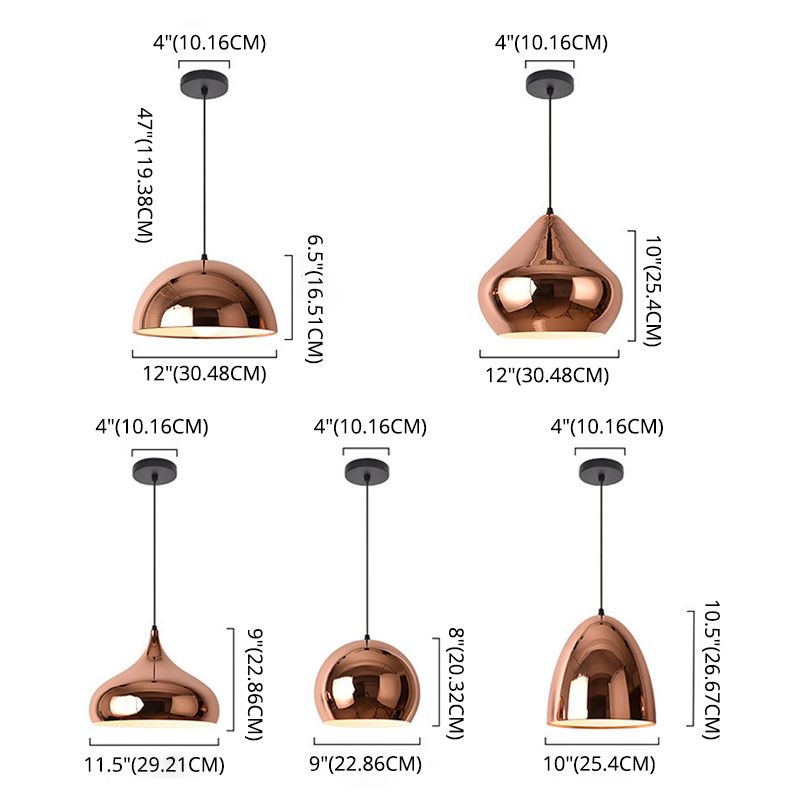 1 Light Hanging Pendant Lights Industrial Style Mirror Glass Pendant Ceiling Lights for Restaurant