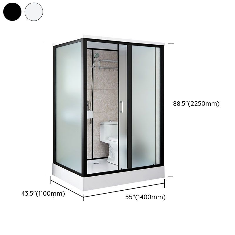 Framed Rectangle Frosted Corner Shower Stall with White Base