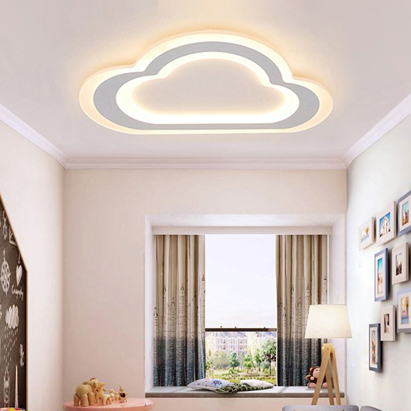 Contemporary Slim Panel Cloud Ceiling Light Acrylic White LED Ceiling Mount Light for Baby Room