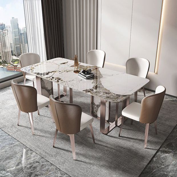 Luxury Rectangle Sintered Stone Dining Set 1/4/5/7 Pieces Dining Table with Chairs