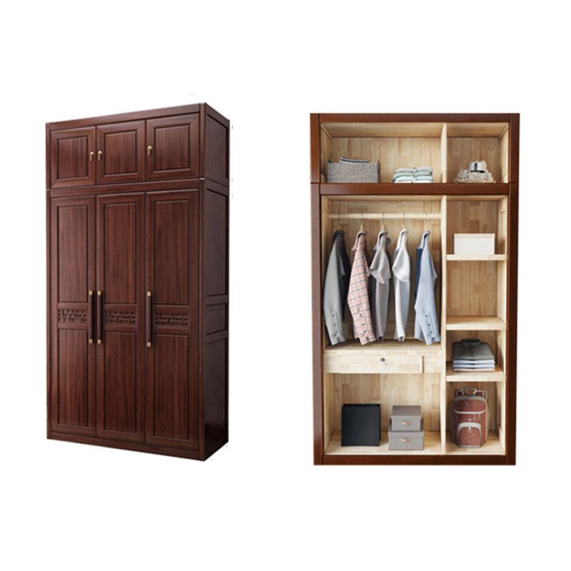 Contemporary Wardrobe Armoire Wood Wardrobe Closet with Doors and Drawers