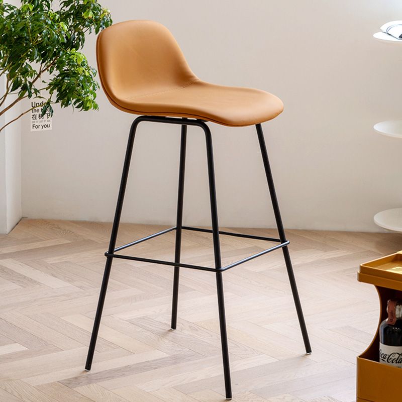 Taburete contemporáneo de la barra de mostrador taburete de respaldo de cuero con reposapiés