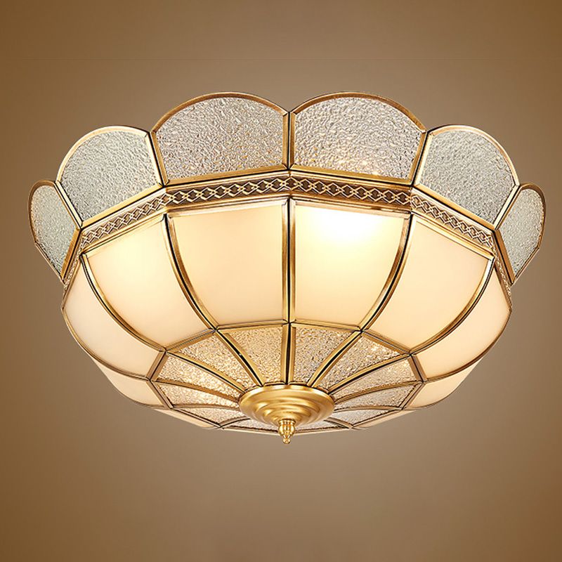 Lámpara montada en el techo Gold Schoolhouse Dormitorio de vidrio clásico cerca de la luz del techo