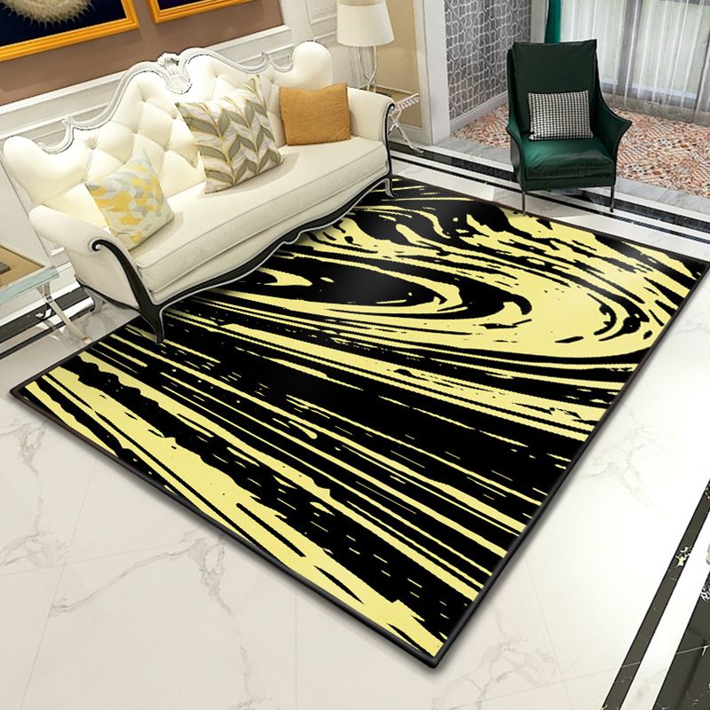 Modern Abstract Lava Print Rug Multi-Colored Modern Carpet Polypropylene Stain Resistant Non-Slip Backing Machine Washable Rug for Home