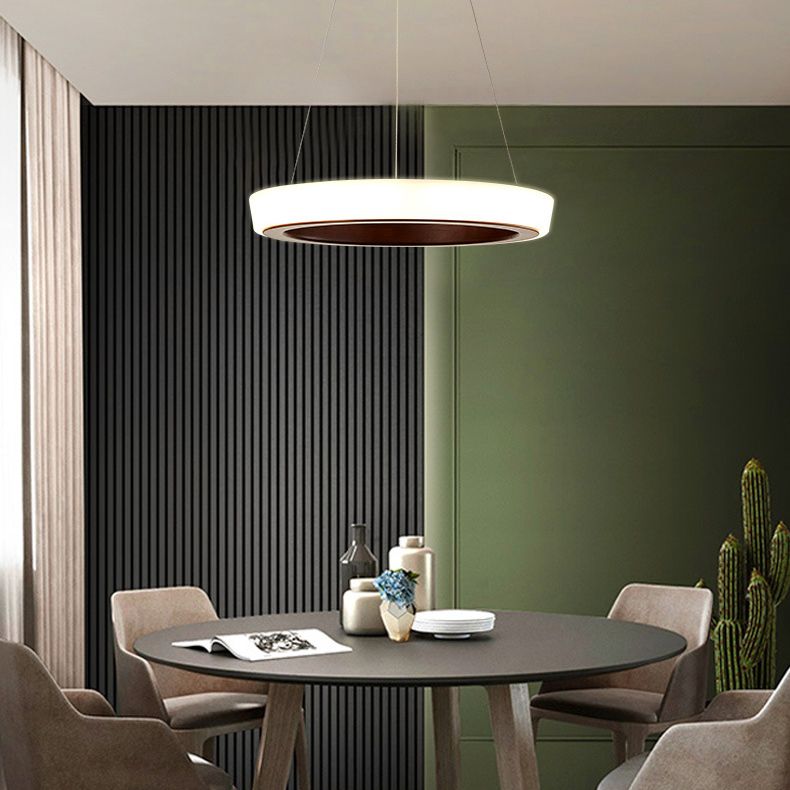 Cirkelvormige led kroonluchter verlichtingsarmatuur eenvoud houten diner plafond suspensielamp
