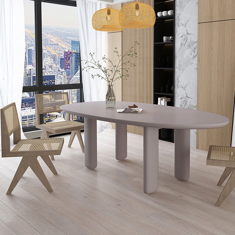 Modern Solid Wood Dining Table Oval Wooden Table with 4 Legs
