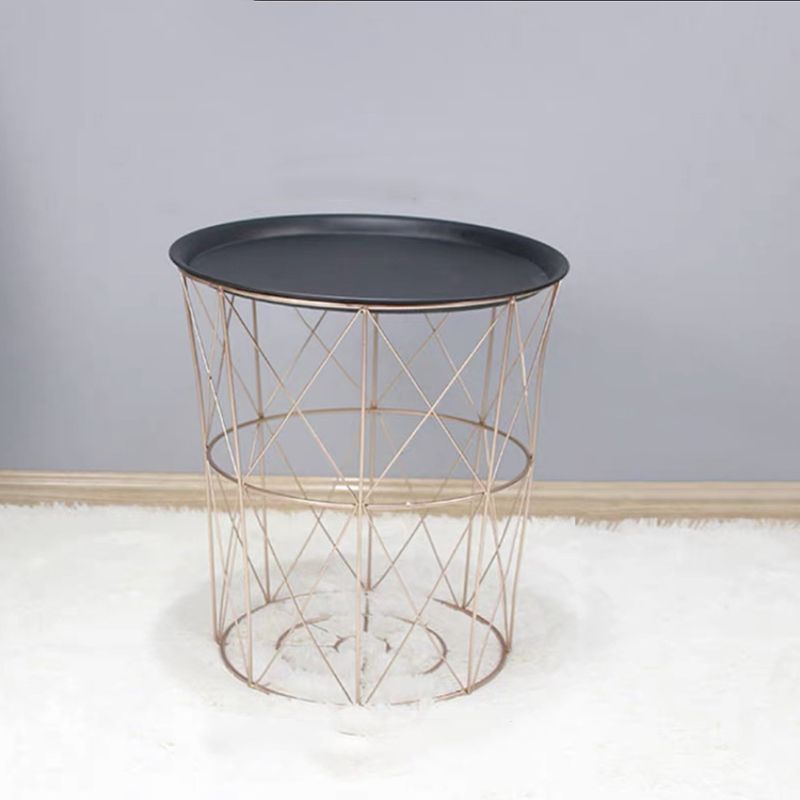 Modern Style Cocktail Table Metal White/black Tray Top Round Coffee Table