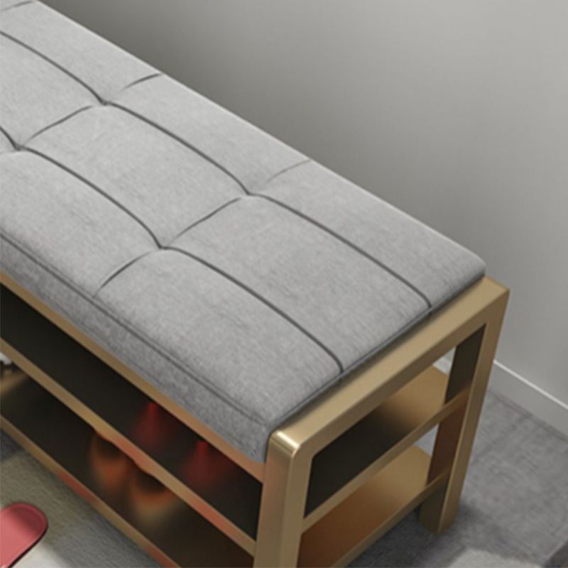 Glam Entryway Bench Cushioned Rectangle Seating Bench with Shoe Storage