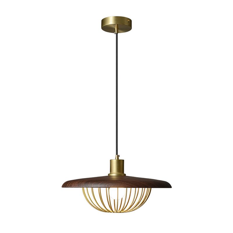 Wood Modern Pendant Light 1-Light Hanging Ceiling Light for Dining Room