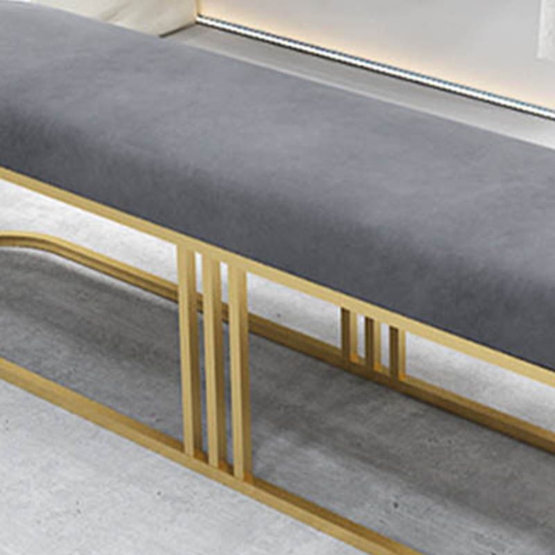 Glam Oval Seating Bench Cushioned Backless Entryway Bench with Metal Base