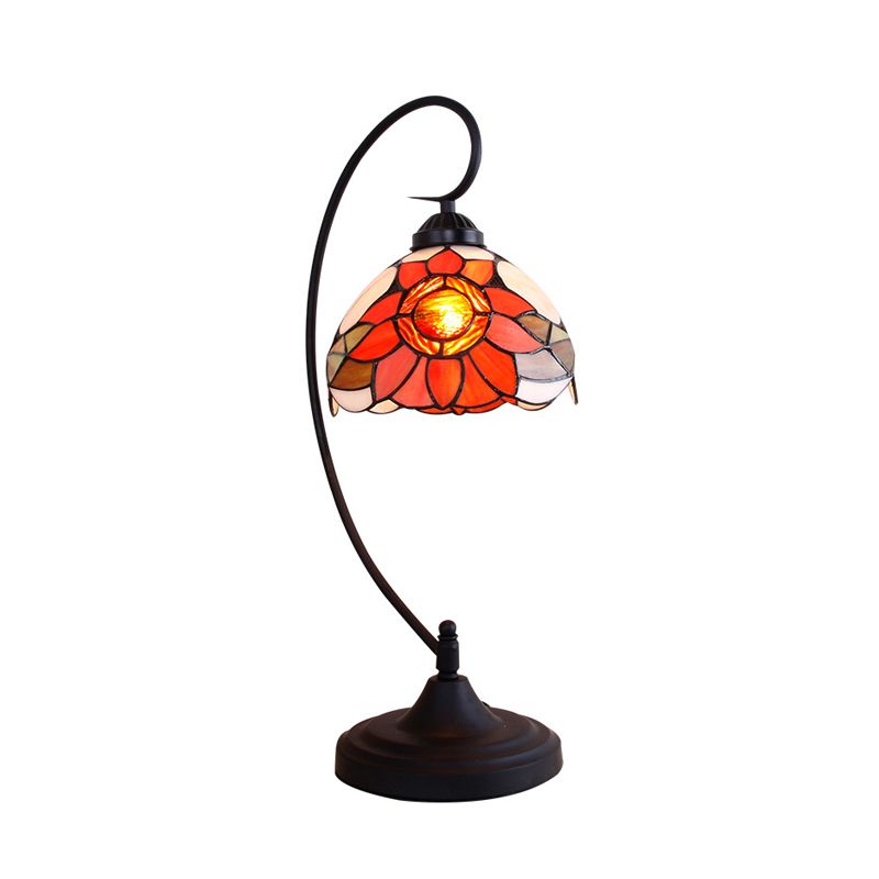 1 bulbe salon Night Light Tiffany Black Sunflower à motifs de cheminée à motifs avec du bol