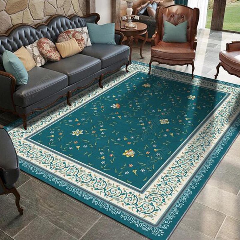 Tapis marocain multicolore en polyester, zone d'impression géométrique, facile d'entretien, lavable, respectueux des animaux de compagnie, pour salon
