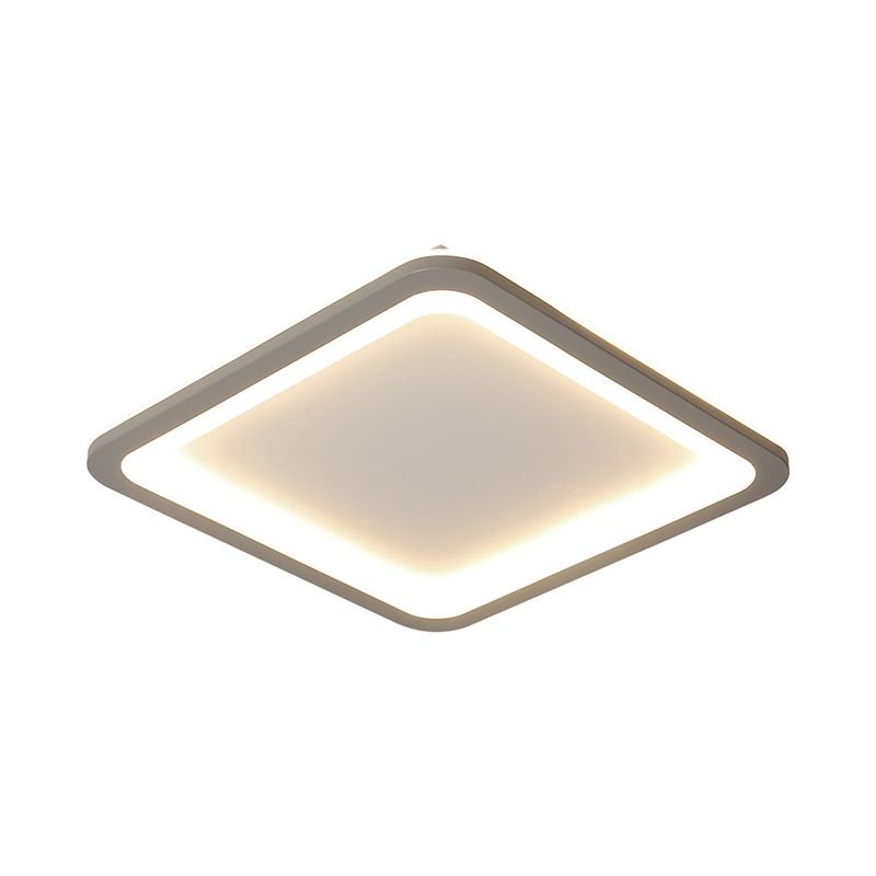 Extra Thin Square Bedroom Flush Mount Acrylic 14.5"/19"/23.5" W LED Nordic Flush Ceiling Lamp in Grey, Warm/White Light