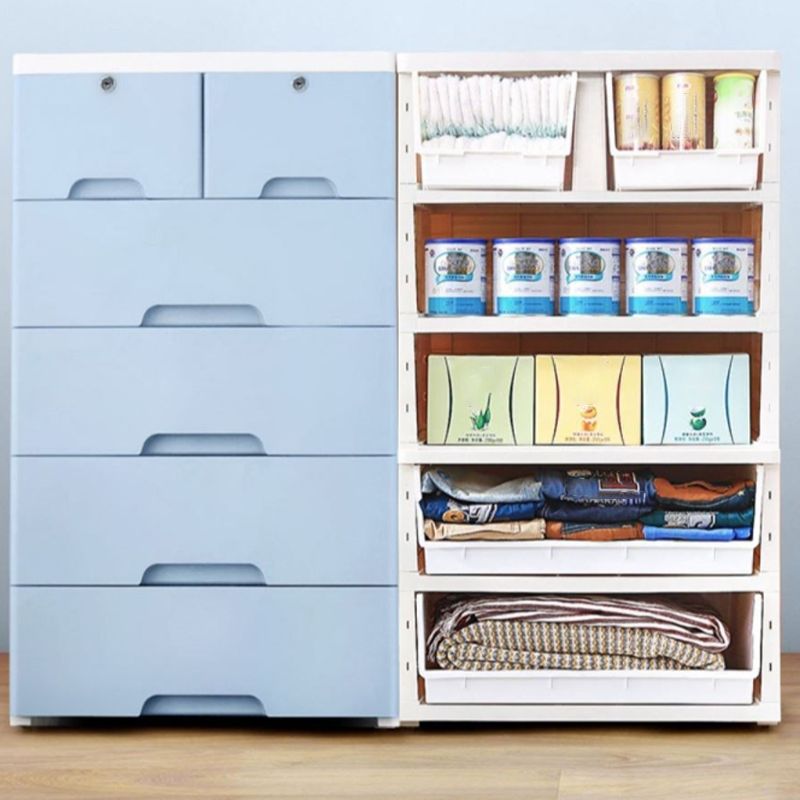 Contemporary Storage Cabinet with Legs Plastic Wardrobe Closet