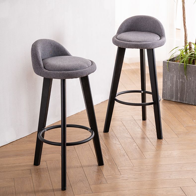 Modern Armless Backrest Counter Stool Wood Milk Tea Shop Bar Stool with Cushion and Pedal