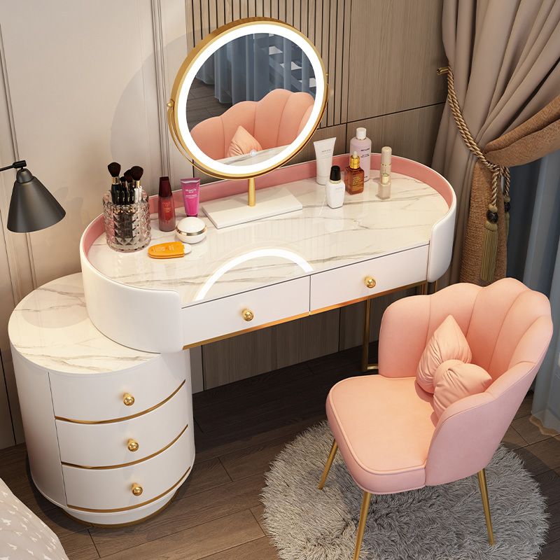 Wooden Makeup Vanity Desk Bedroom Dressing Table Stool Set with Drawer