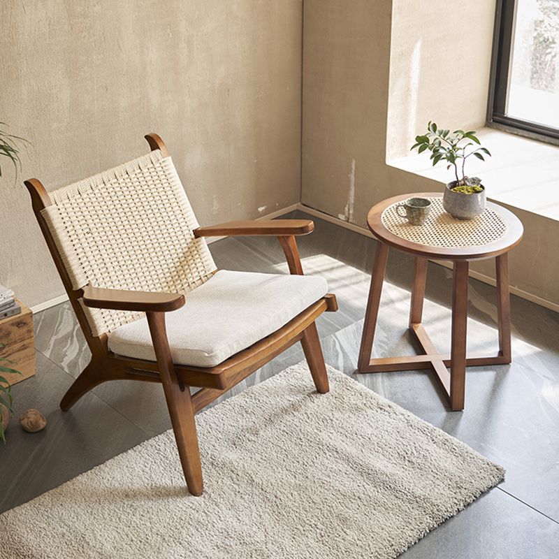 Arms Included Wood Square Arms Woven Back Lounge Accent Chair,30.70" W