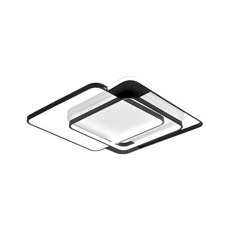 Lampada da incasso acrilica sovrapposta Moderna illuminazione da incasso a LED larga 16,5"/20,5" in nero per camera da letto