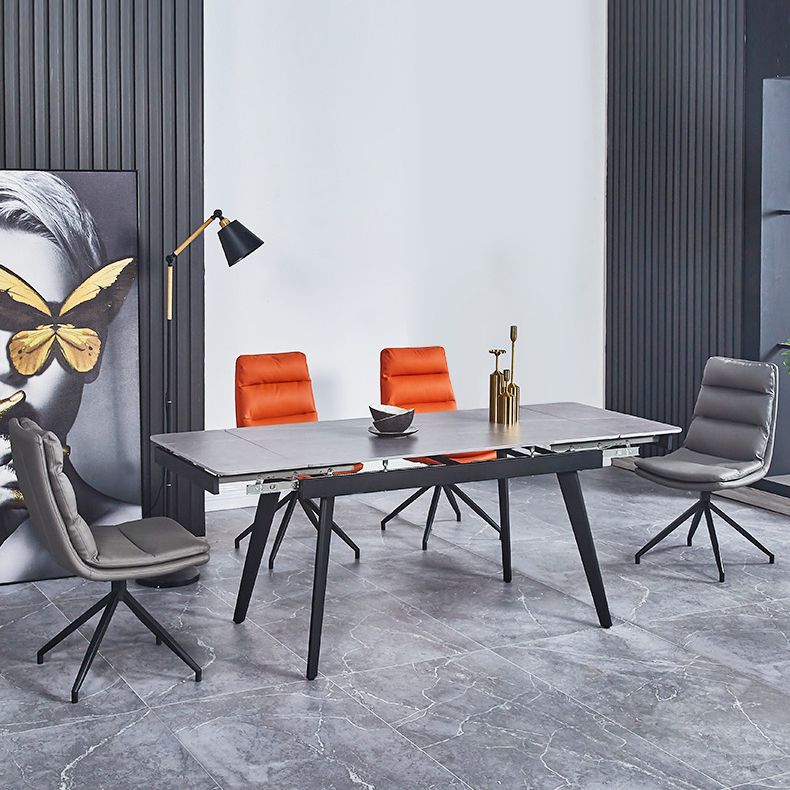 Sillas sin brazos con respaldo sólido de estilo industrial Sillas de comedor de cuero de microfibra (juego de 4)