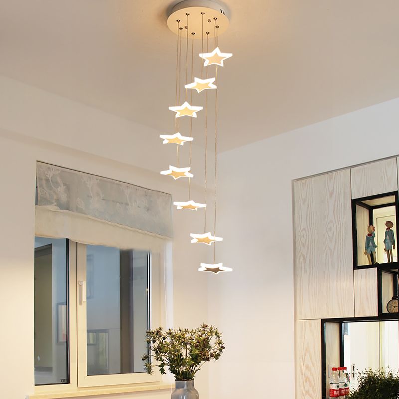 Luces de estrella colgantes acrílicas LED contemporáneo 8/12/18 colgante de clúster con luz cálida/blanca