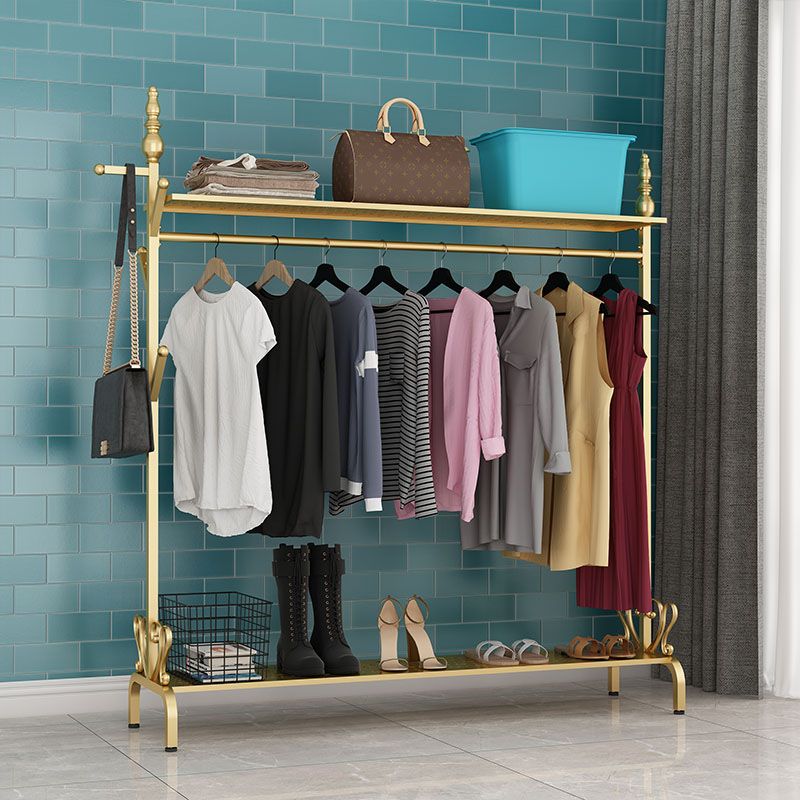 Contemporary Solid Color Coat Hanger Free Standing Coat Rack with Storage Shelving