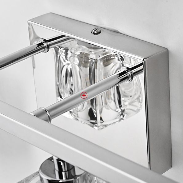 Modern Metal Siding Vanity Sconce 4 Lights Glass Shade Vanity Light for Bathroom