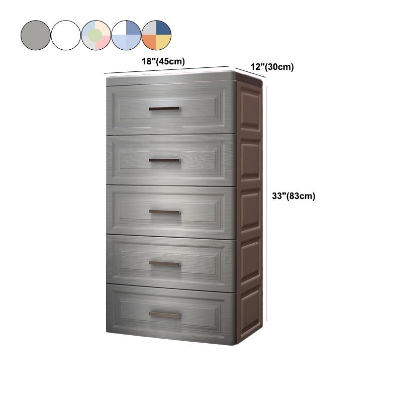 Contemporary Style Non-Hanging Armoire Plastic Cabinet with Drawers