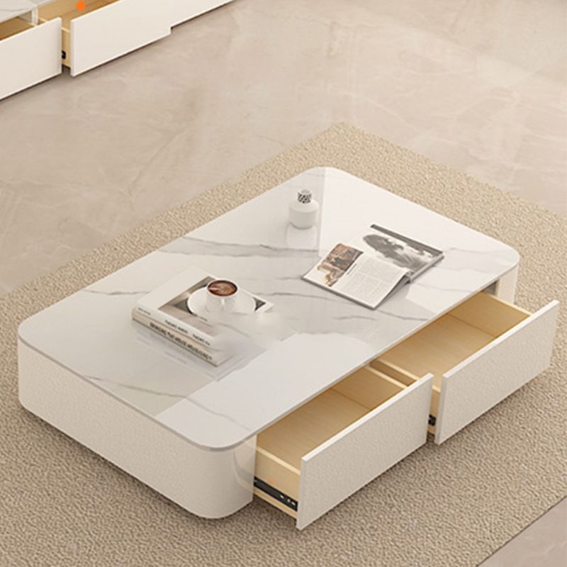 Block Rectangular Coffee Table Modern Single Coffee Table with Drawers