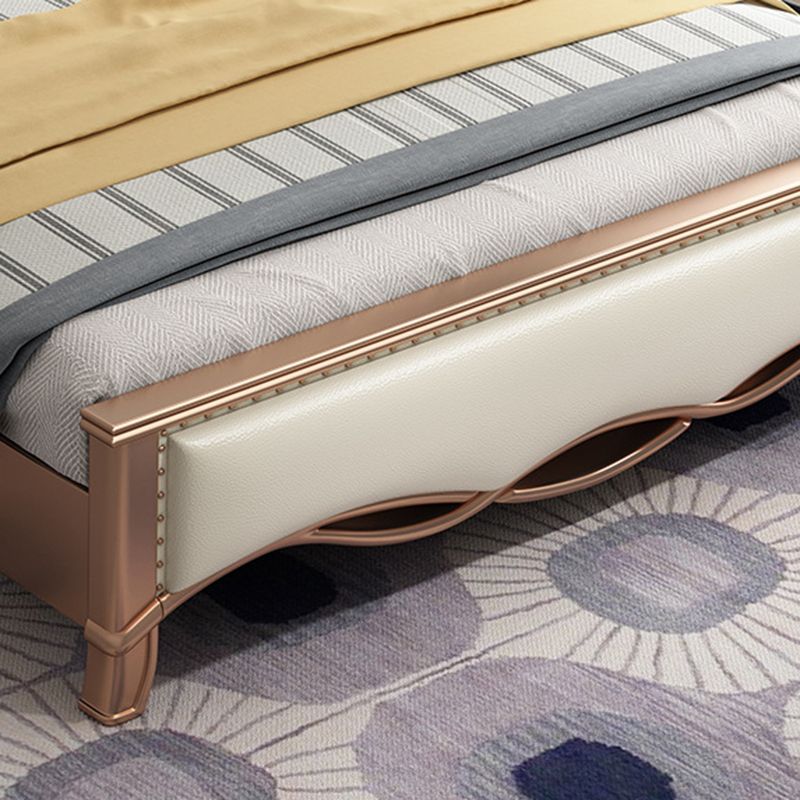 Solid Color Panel Bed Panel Victorian Bed Frame With Custom Gold Legs