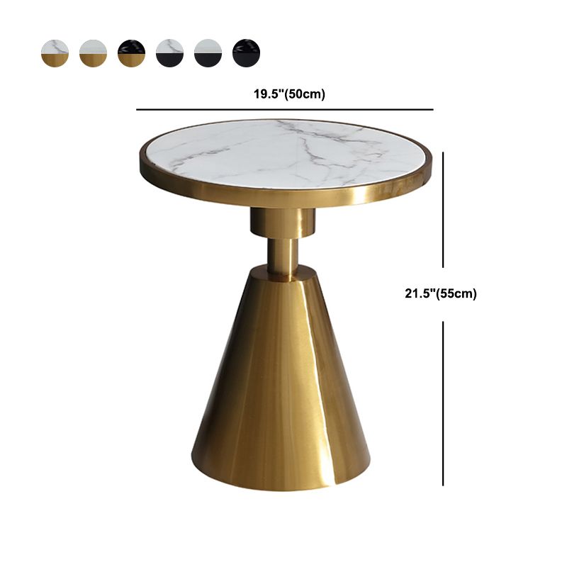 Contemporary Pedestal Round Marble/Stone Side Table - 21.65" H